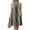 Zeagoo Womens Summer Dress 2026 Sleeveless Casual A-Line Tshirt Sundresses | Dress With Pocket,Floral Print,Crewneck,Aline Flowy Swing Mini Dress,Loose Tank Tshirt Dress,For Beach Vocation(Stripe Print)