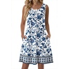 Zeagoo Womens Summer Dress 2026 Sleeveless Casual A-Line Tshirt Sundresses | Dress With Pocket,Floral Print,Crewneck,Aline Flowy Swing Mini Dress,Loose Tank Tshirt Dress,For Beach Vocation(Mz950)