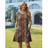 Zeagoo Womens Summer Dress 2026 Sleeveless Casual A-Line Tshirt Sundresses | Dress With Pocket,Floral Print,Crewneck,Aline Flowy Swing Mini Dress,Loose Tank Tshirt Dress,For Beach Vocation(Ethnic Print)