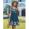 Zeagoo Womens Summer Dress 2026 Sleeveless Casual A-Line Tshirt Sundresses | Dress With Pocket,Floral Print,Crewneck,Aline Flowy Swing Mini Dress,Loose Tank Tshirt Dress,For Beach Vocation(Navy Blue Print)