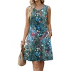 Zeagoo Womens Summer Dress 2026 Sleeveless Casual A-Line Tshirt Sundresses | Dress With Pocket,Floral Print,Crewneck,Aline Flowy Swing Mini Dress,Loose Tank Tshirt Dress,For Beach Vocation(Colorful)
