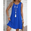 Zeagoo Womens Summer Dress 2026 Sleeveless Casual A-Line Tshirt Sundresses | Dress With Pocket,Floral Print,Crewneck,Aline Flowy Swing Mini Dress,Loose Tank Tshirt Dress,For Beach Vocation(Sky Blue)