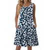 Zeagoo Womens Summer Dress 2026 Sleeveless Casual A-Line Tshirt Sundresses | Dress With Pocket,Floral Print,Crewneck,Aline Flowy Swing Mini Dress,Loose Tank Tshirt Dress,For Beach Vocation(Blue Leaf Print)