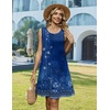 Zeagoo Womens Summer Dress 2026 Sleeveless Casual A-Line Tshirt Sundresses | Dress With Pocket,Floral Print,Crewneck,Aline Flowy Swing Mini Dress,Loose Tank Tshirt Dress,For Beach Vocation(Blue Ethnic)