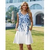 Zeagoo Womens Summer Dress 2026 Sleeveless Casual A-Line Tshirt Sundresses | Dress With Pocket,Floral Print,Crewneck,Aline Flowy Swing Mini Dress,Loose Tank Tshirt Dress,For Beach Vocation(White Leaf Print)