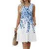 Zeagoo Womens Summer Dress 2026 Sleeveless Casual A-Line Tshirt Sundresses | Dress With Pocket,Floral Print,Crewneck,Aline Flowy Swing Mini Dress,Loose Tank Tshirt Dress,For Beach Vocation(White Leaf Print)