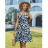 Zeagoo Womens Summer Dress 2026 Sleeveless Casual A-Line Tshirt Sundresses | Dress With Pocket,Floral Print,Crewneck,Aline Flowy Swing Mini Dress,Loose Tank Tshirt Dress,For Beach Vocation(Blue Leaf Print)