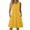 Zeagoo Womens Summer Dress 2026 Sleeveless Casual A-Line Tshirt Sundresses | Dress With Pocket,Floral Print,Crewneck,Aline Flowy Swing Mini Dress,Loose Tank Tshirt Dress,For Beach Vocation(Xh528)