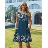 Zeagoo Womens Summer Dress 2026 Sleeveless Casual A-Line Tshirt Sundresses | Dress With Pocket,Floral Print,Crewneck,Aline Flowy Swing Mini Dress,Loose Tank Tshirt Dress,For Beach Vocation(Navy Blue Print)