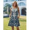 Zeagoo Womens Summer Dress 2026 Sleeveless Casual A-Line Tshirt Sundresses | Dress With Pocket,Floral Print,Crewneck,Aline Flowy Swing Mini Dress,Loose Tank Tshirt Dress,For Beach Vocation(Blue Boho Print)
