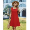 Zeagoo Womens Summer Dress 2026 Sleeveless Casual A-Line Tshirt Sundresses | Dress With Pocket,Floral Print,Crewneck,Aline Flowy Swing Mini Dress,Loose Tank Tshirt Dress,For Beach Vocation(Red)