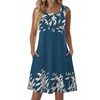 Zeagoo Womens Summer Dress 2026 Sleeveless Casual A-Line Tshirt Sundresses | Dress With Pocket,Floral Print,Crewneck,Aline Flowy Swing Mini Dress,Loose Tank Tshirt Dress,For Beach Vocation(Navy Blue Print)