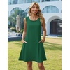 Zeagoo Womens Summer Dress 2026 Sleeveless Casual A-Line Tshirt Sundresses | Dress With Pocket,Floral Print,Crewneck,Aline Flowy Swing Mini Dress,Loose Tank Tshirt Dress,For Beach Vocation(Solid Green)