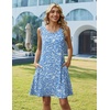 Zeagoo Womens Summer Dress 2026 Sleeveless Casual A-Line Tshirt Sundresses | Dress With Pocket,Floral Print,Crewneck,Aline Flowy Swing Mini Dress,Loose Tank Tshirt Dress,For Beach Vocation(02-blue Floral)