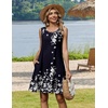 Zeagoo Womens Summer Dress 2026 Sleeveless Casual A-Line Tshirt Sundresses | Dress With Pocket,Floral Print,Crewneck,Aline Flowy Swing Mini Dress,Loose Tank Tshirt Dress,For Beach Vocation(Navy Blue Floral)