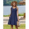 Zeagoo Womens Summer Dress 2026 Sleeveless Casual A-Line Tshirt Sundresses | Dress With Pocket,Floral Print,Crewneck,Aline Flowy Swing Mini Dress,Loose Tank Tshirt Dress,For Beach Vocation(Navy Round Dot)