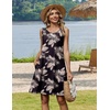 Zeagoo Womens Summer Dress 2026 Sleeveless Casual A-Line Tshirt Sundresses | Dress With Pocket,Floral Print,Crewneck,Aline Flowy Swing Mini Dress,Loose Tank Tshirt Dress,For Beach Vocation(Black Leaf)