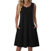 Zeagoo Womens Summer Dress 2026 Sleeveless Casual A-Line Tshirt Sundresses | Dress With Pocket,Floral Print,Crewneck,Aline Flowy Swing Mini Dress,Loose Tank Tshirt Dress,For Beach Vocation(02-black)