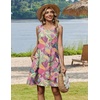 Zeagoo Womens Summer Dress 2026 Sleeveless Casual A-Line Tshirt Sundresses | Dress With Pocket,Floral Print,Crewneck,Aline Flowy Swing Mini Dress,Loose Tank Tshirt Dress,For Beach Vocation(Purple-red)