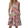 Zeagoo Womens Summer Dress 2026 Sleeveless Casual A-Line Tshirt Sundresses | Dress With Pocket,Floral Print,Crewneck,Aline Flowy Swing Mini Dress,Loose Tank Tshirt Dress,For Beach Vocation(Purple-red)