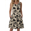 Zeagoo Womens Summer Dress 2026 Sleeveless Casual A-Line Tshirt Sundresses | Dress With Pocket,Floral Print,Crewneck,Aline Flowy Swing Mini Dress,Loose Tank Tshirt Dress,For Beach Vocation(Beige Black Print)