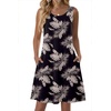 Zeagoo Womens Summer Dress 2026 Sleeveless Casual A-Line Tshirt Sundresses | Dress With Pocket,Floral Print,Crewneck,Aline Flowy Swing Mini Dress,Loose Tank Tshirt Dress,For Beach Vocation(Black Leaf)