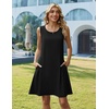Zeagoo Womens Summer Dress 2026 Sleeveless Casual A-Line Tshirt Sundresses | Dress With Pocket,Floral Print,Crewneck,Aline Flowy Swing Mini Dress,Loose Tank Tshirt Dress,For Beach Vocation(02-black)