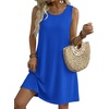 Zeagoo Womens Summer Dress 2026 Sleeveless Casual A-Line Tshirt Sundresses | Dress With Pocket,Floral Print,Crewneck,Aline Flowy Swing Mini Dress,Loose Tank Tshirt Dress,For Beach Vocation(Sky Blue)