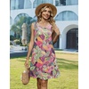 Zeagoo Womens Summer Dress 2026 Sleeveless Casual A-Line Tshirt Sundresses | Dress With Pocket,Floral Print,Crewneck,Aline Flowy Swing Mini Dress,Loose Tank Tshirt Dress,For Beach Vocation(Purple-red)