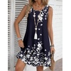 Zeagoo Womens Summer Dress 2026 Sleeveless Casual A-Line Tshirt Sundresses | Dress With Pocket,Floral Print,Crewneck,Aline Flowy Swing Mini Dress,Loose Tank Tshirt Dress,For Beach Vocation(Navy Blue Floral)
