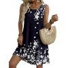 Zeagoo Womens Summer Dress 2026 Sleeveless Casual A-Line Tshirt Sundresses | Dress With Pocket,Floral Print,Crewneck,Aline Flowy Swing Mini Dress,Loose Tank Tshirt Dress,For Beach Vocation(Navy Blue Floral)