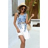 Zeagoo Womens Summer Dress 2026 Sleeveless Casual A-Line Tshirt Sundresses | Dress With Pocket,Floral Print,Crewneck,Aline Flowy Swing Mini Dress,Loose Tank Tshirt Dress,For Beach Vocation(White Leaf Print)