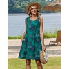 Zeagoo Womens Summer Dress 2026 Sleeveless Casual A-Line Tshirt Sundresses | Dress With Pocket,Floral Print,Crewneck,Aline Flowy Swing Mini Dress,Loose Tank Tshirt Dress,For Beach Vocation(Green Print)
