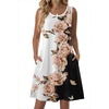 Zeagoo Womens Summer Dress 2026 Sleeveless Casual A-Line Tshirt Sundresses | Dress With Pocket,Floral Print,Crewneck,Aline Flowy Swing Mini Dress,Loose Tank Tshirt Dress,For Beach Vocation(Black White Pink Floral)