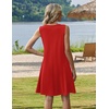 Zeagoo Womens Summer Dress 2026 Sleeveless Casual A-Line Tshirt Sundresses | Dress With Pocket,Floral Print,Crewneck,Aline Flowy Swing Mini Dress,Loose Tank Tshirt Dress,For Beach Vocation(Red)
