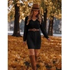 Zeagoo Women’s Sweater Dress Long Sleeve V Neck Short Mini Knitted Dress | Fall Winter Fitted Thick Casual Knit Dress Long Sweater(Black)