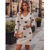 Zeagoo Women’s Sweater Dress Long Sleeve V Neck Short Mini Knitted Dress | Fall Winter Fitted Thick Casual Knit Dress Long Sweater(Bow Apricot)