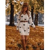 Zeagoo Women’s Sweater Dress Long Sleeve V Neck Short Mini Knitted Dress | Fall Winter Fitted Thick Casual Knit Dress Long Sweater(Bow Apricot)