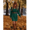 Zeagoo Women’s Sweater Dress Long Sleeve V Neck Short Mini Knitted Dress | Fall Winter Fitted Thick Casual Knit Dress Long Sweater(Green)