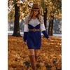 Zeagoo Women’s Sweater Dress Long Sleeve V Neck Short Mini Knitted Dress | Fall Winter Fitted Thick Casual Knit Dress Long Sweater(Grey & Navy)