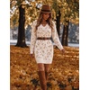 Zeagoo Women’s Sweater Dress Long Sleeve V Neck Short Mini Knitted Dress | Fall Winter Fitted Thick Casual Knit Dress Long Sweater(Leopard Print)
