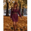 Zeagoo Women’s Sweater Dress Long Sleeve V Neck Short Mini Knitted Dress | Fall Winter Fitted Thick Casual Knit Dress Long Sweater(Red)