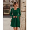 Zeagoo Women’s Sweater Dress Ribbed Knit V Neck Short Casual Dress | Long Sleeve Fit and Flare A Line Swing Soft Stretch Empire Waist Knitted Mini Dresses for Fall Winter Spring(Green)