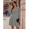 Zeagoo Women’s Sweater Dress Ribbed Knit V Neck Short Casual Dress | Long Sleeve Fit and Flare A Line Swing Soft Stretch Empire Waist Knitted Mini Dresses for Fall Winter Spring(Light Grey)