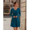 Zeagoo Women’s Sweater Dress Ribbed Knit V Neck Short Casual Dress | Long Sleeve Fit and Flare A Line Swing Soft Stretch Empire Waist Knitted Mini Dresses for Fall Winter Spring(Blue)