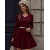 Zeagoo Women’s Sweater Dress Ribbed Knit V Neck Short Casual Dress | Long Sleeve Fit and Flare A Line Swing Soft Stretch Empire Waist Knitted Mini Dresses for Fall Winter Spring(Wine Red)