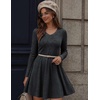 Zeagoo Women’s Sweater Dress Ribbed Knit V Neck Short Casual Dress | Long Sleeve Fit and Flare A Line Swing Soft Stretch Empire Waist Knitted Mini Dresses for Fall Winter Spring(Dark Grey)