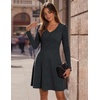 Zeagoo Women’s Sweater Dress Ribbed Knit V Neck Short Casual Dress | Long Sleeve Fit and Flare A Line Swing Soft Stretch Empire Waist Knitted Mini Dresses for Fall Winter Spring(Dark Grey)
