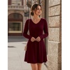 Zeagoo Women’s Sweater Dress Ribbed Knit V Neck Short Casual Dress | Long Sleeve Fit and Flare A Line Swing Soft Stretch Empire Waist Knitted Mini Dresses for Fall Winter Spring(Wine Red)