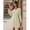 Zeagoo Women’s Sweater Dress Ribbed Knit V Neck Short Casual Dress | Long Sleeve Fit and Flare A Line Swing Soft Stretch Empire Waist Knitted Mini Dresses for Fall Winter Spring(Apricot)